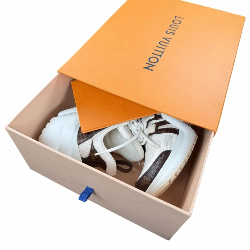 Louis Vuitton Archlight Sneakers Monogram White Brown Size 38